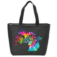 Michigan Tie Dye State Map Pride Hippie Vintage Retro Zip Tote Bag