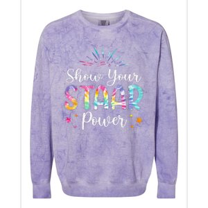 Motivational Testing Day Teacher Show Your STAAR Power Colorblast Crewneck Sweatshirt