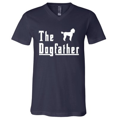 Men The Dogfather Poodle Dog T Christmas Gift V-Neck T-Shirt