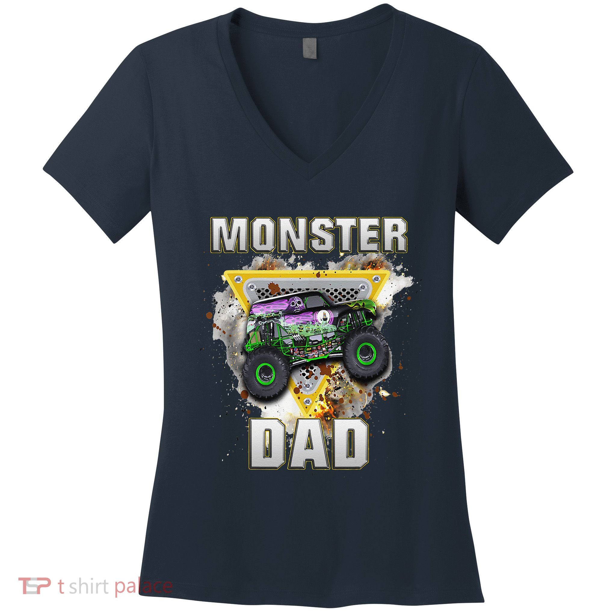 Monster Truck Dad Monster Truck Are My Jam Truck Lovers Women's V-Neck T-Shirt