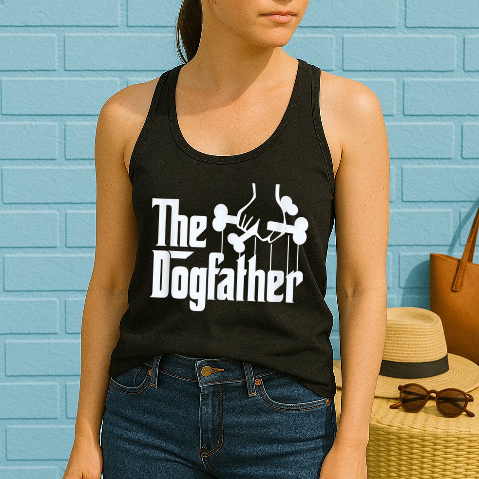 Men The Dogfather Dachshund Funny Father Gift Womens Tank Top