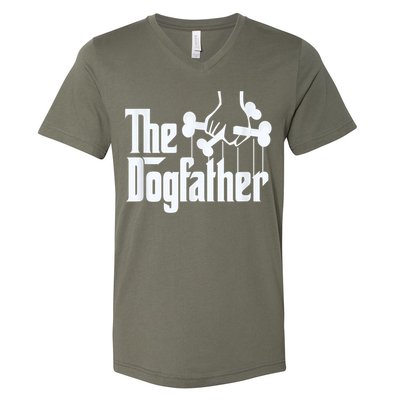 Men The Dogfather Dachshund Funny Father Gift V-Neck T-Shirt