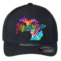 Michigan Tie Dye State Map Pride Hippie Vintage Retro Flexfit Unipanel Trucker Cap