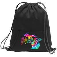 Michigan Tie Dye State Map Pride Hippie Vintage Retro Sweatshirt Cinch Pack Bag