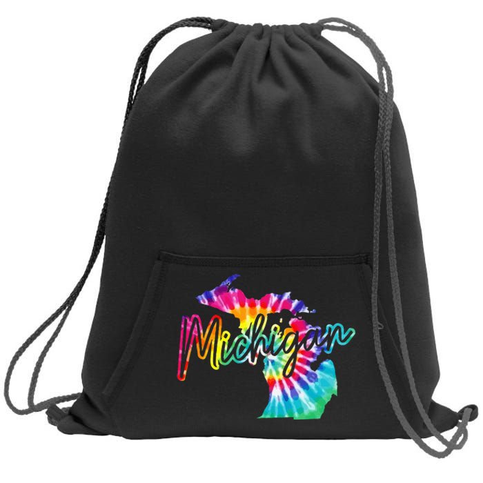 Michigan Tie Dye State Map Pride Hippie Vintage Retro Sweatshirt Cinch Pack Bag