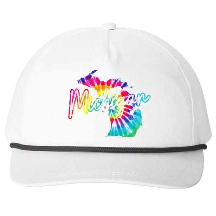 Michigan Tie Dye State Map Pride Hippie Vintage Retro Snapback Five-Panel Rope Hat