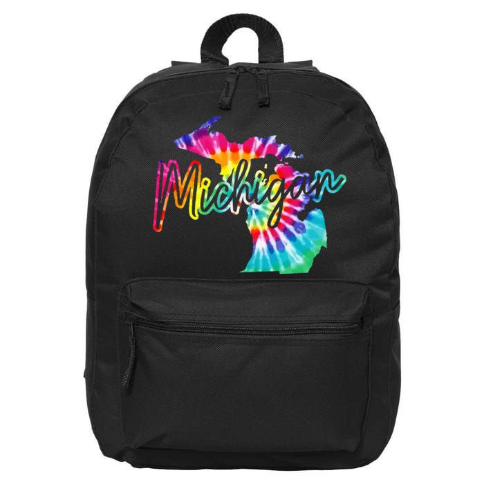 Michigan Tie Dye State Map Pride Hippie Vintage Retro 16 in Basic Backpack