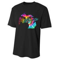 Michigan Tie Dye State Map Pride Hippie Vintage Retro Performance Sprint T-Shirt