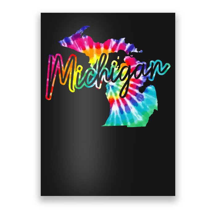 Michigan Tie Dye State Map Pride Hippie Vintage Retro Poster