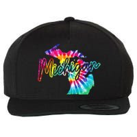 Michigan Tie Dye State Map Pride Hippie Vintage Retro Wool Snapback Cap