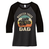 Monster Truck Dad Retro Vintage Monster Truck Women's Tri-Blend 3/4-Sleeve Raglan Shirt