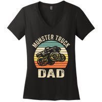 Monster Truck Dad Retro Vintage Monster Truck Women's V-Neck T-Shirt