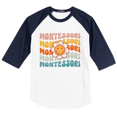 Montessori Teacher Daisy Colorful Baseball Sleeve Shirt