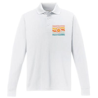 Montessori Teacher Daisy Colorful Performance Long Sleeve Polo