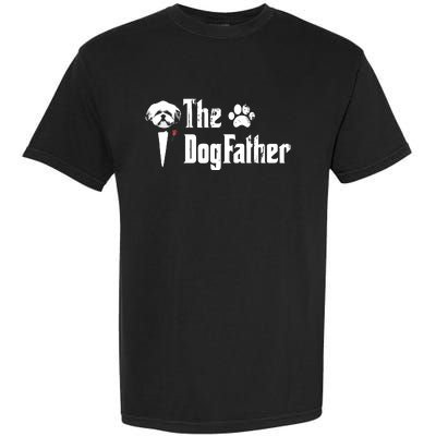 Men The Dogfather Shih Tzu Dog Dad Fathers Day Gift Garment-Dyed Heavyweight T-Shirt