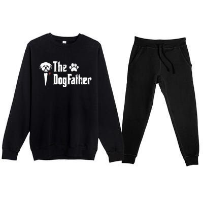 Men The Dogfather Shih Tzu Dog Dad Fathers Day Gift Premium Crewneck Sweatsuit Set