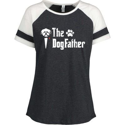 Men The Dogfather Shih Tzu Dog Dad Fathers Day Gift Enza Ladies Jersey Colorblock Tee