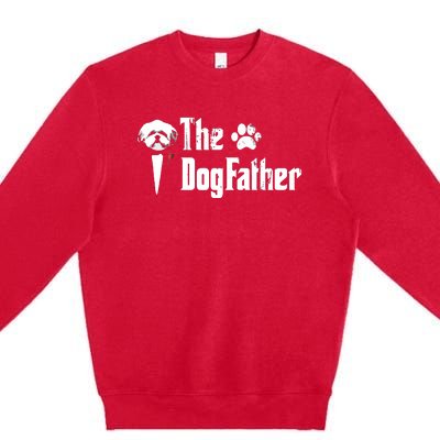 Men The Dogfather Shih Tzu Dog Dad Fathers Day Gift Premium Crewneck Sweatshirt