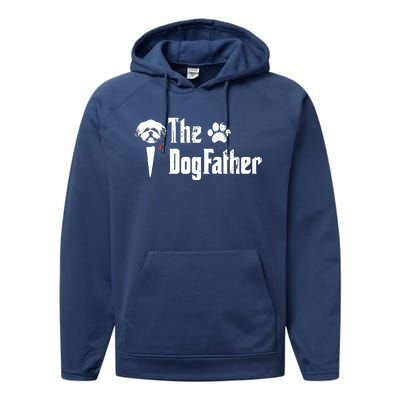 Men The Dogfather Shih Tzu Dog Dad Fathers Day Gift Performance Fleece Hoodie