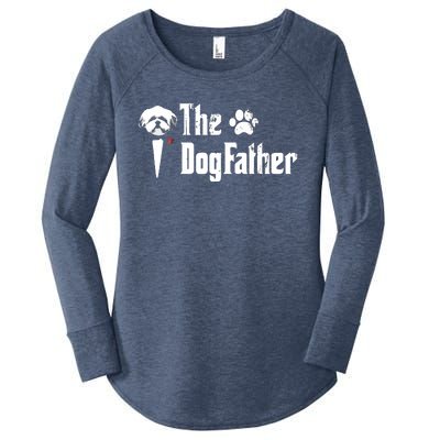 Men The Dogfather Shih Tzu Dog Dad Fathers Day Gift Women's Perfect Tri Tunic Long Sleeve Shirt