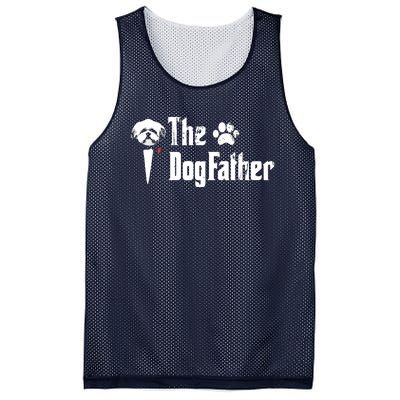 Men The Dogfather Shih Tzu Dog Dad Fathers Day Gift Mesh Reversible Basketball Jersey Tank