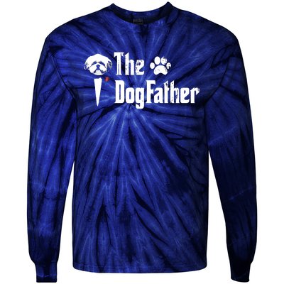 Men The Dogfather Shih Tzu Dog Dad Fathers Day Gift Tie-Dye Long Sleeve Shirt