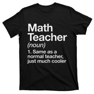 Math Teacher Definition Funny Back To School First Day T-Shirt