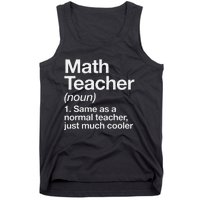 Math Teacher Definition Funny First Day Back To School Tank Top