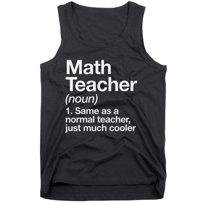 Math Teacher Definition Funny First Day Back To School Tank Top