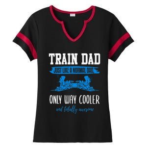 Model Train Dad Funny Father Model Railroad Ladies Halftime Notch Neck Tee