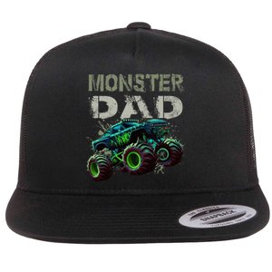 Monster Truck Dad Family Matching Monster Truck Lovers Flat Bill Trucker Hat