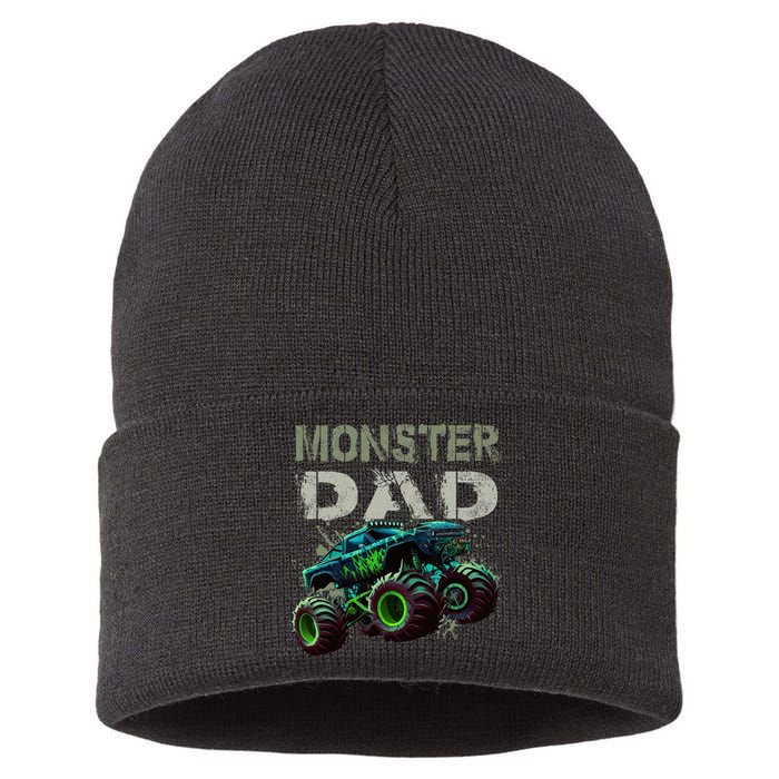 Monster Truck Dad Family Matching Monster Truck Lovers Sustainable Knit Beanie