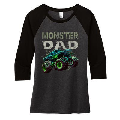 Monster Truck Dad Family Matching Monster Truck Lovers Women's Tri-Blend 3/4-Sleeve Raglan Shirt