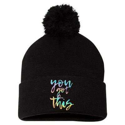 Motivational Testing Day Teacher You Got This Rock The Test Pom Pom 12in Knit Beanie