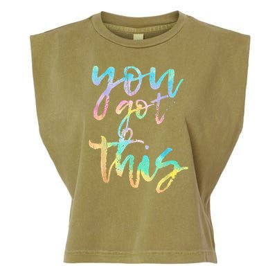 Motivational Testing Day Teacher You Got This Rock The Test Garment-Dyed Women's Muscle Tee
