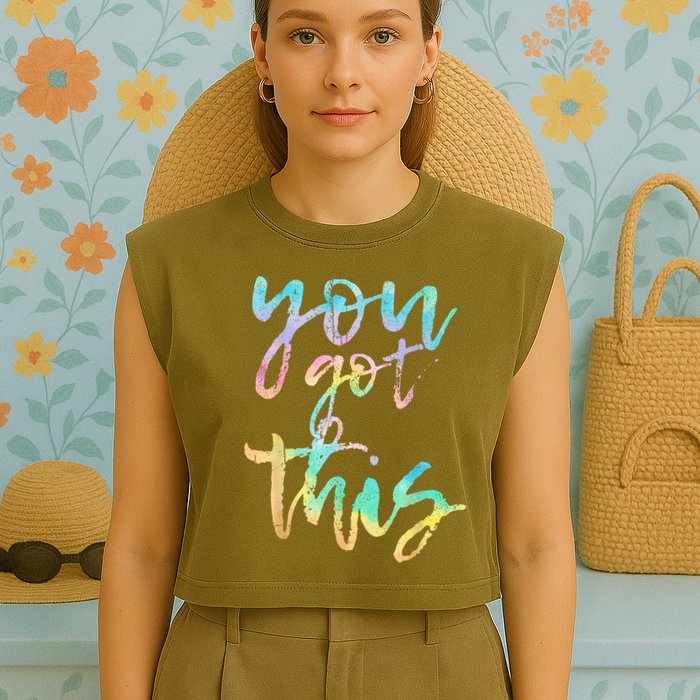 Motivational Testing Day Teacher You Got This Rock The Test Garment-Dyed Women's Muscle Tee