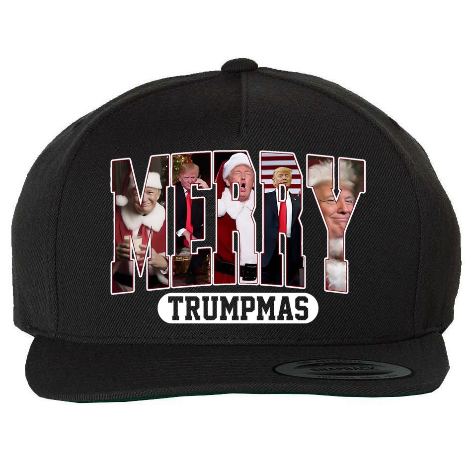 Merry Trumpmas Donald Trump 47th President Of The United States Christmas Wool Snapback Cap