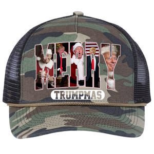 Merry Trumpmas Donald Trump 47th President Of The United States Christmas Retro Rope Trucker Hat Cap