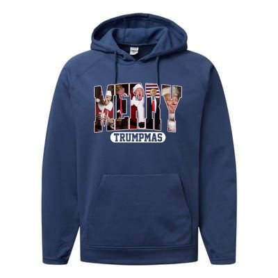 Merry Trumpmas Donald Trump 47th President Of The United States Christmas Performance Fleece Hoodie