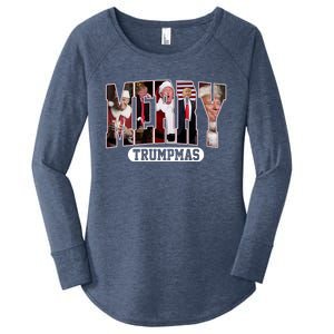 Merry Trumpmas Donald Trump 47th President Of The United States Christmas Women's Perfect Tri Tunic Long Sleeve Shirt