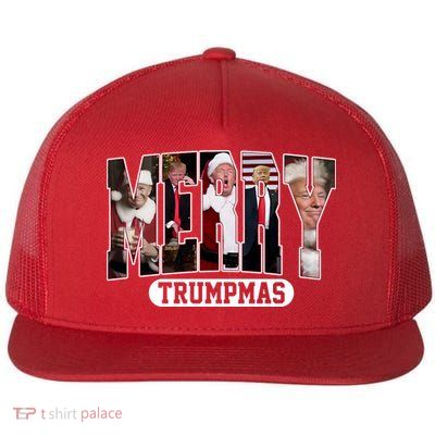 Merry Trumpmas Donald Trump 47th President Of The United States Christmas Flat Bill Trucker Hat