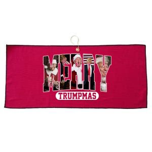 Merry Trumpmas Donald Trump 47th President Of The United States Christmas Large Microfiber Waffle Golf Towel