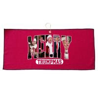 Merry Trumpmas Donald Trump 47th President Of The United States Christmas Large Microfiber Waffle Golf Towel