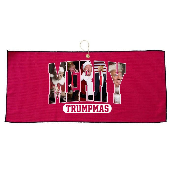 Merry Trumpmas Donald Trump 47th President Of The United States Christmas Large Microfiber Waffle Golf Towel