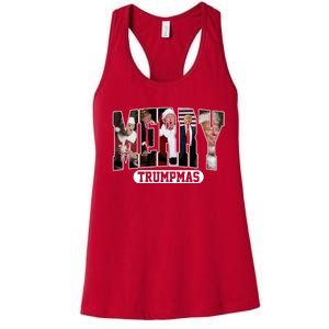 Merry Trumpmas Donald Trump 47th President Of The United States Christmas Women's Racerback Tank