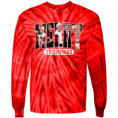 Merry Trumpmas Donald Trump 47th President Of The United States Christmas Tie-Dye Long Sleeve Shirt