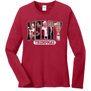 Merry Trumpmas Donald Trump 47th President Of The United States Christmas Ladies Long Sleeve Shirt