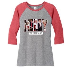 Merry Trumpmas Donald Trump 47th President Of The United States Christmas Women's Tri-Blend 3/4-Sleeve Raglan Shirt