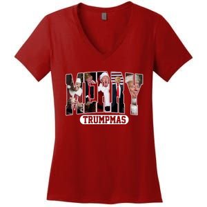 Merry Trumpmas Donald Trump 47th President Of The United States Christmas Women's V-Neck T-Shirt