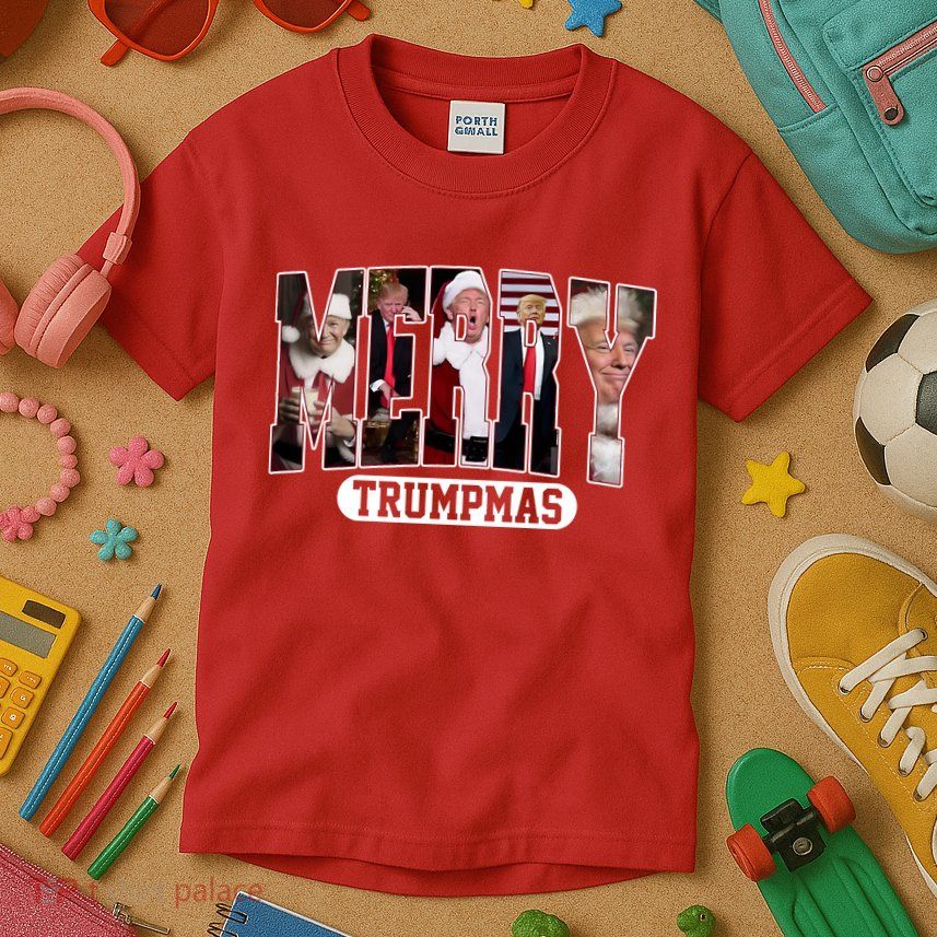 Merry Trumpmas Donald Trump 47th President Of The United States Christmas Kids T-Shirt